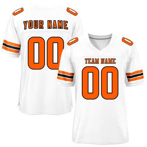 Custom White Orange-Black Classic Style Mesh Authentic Football Jersey