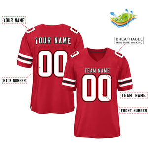 Custom Red White-Black Classic Style Mesh Authentic Football Jersey