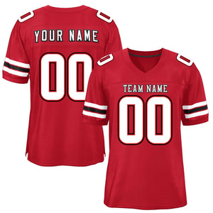 Custom Red White-Black Classic Style Mesh Authentic Football Jersey