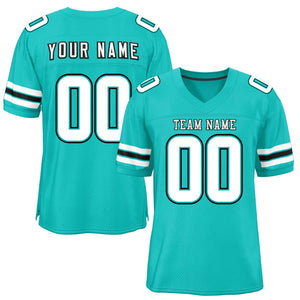 Custom Aqua White-Black Classic Style Mesh Authentic Football Jersey