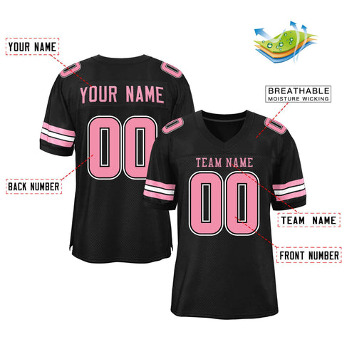 Custom Black Pink-White Classic Style Mesh Authentic Football Jersey
