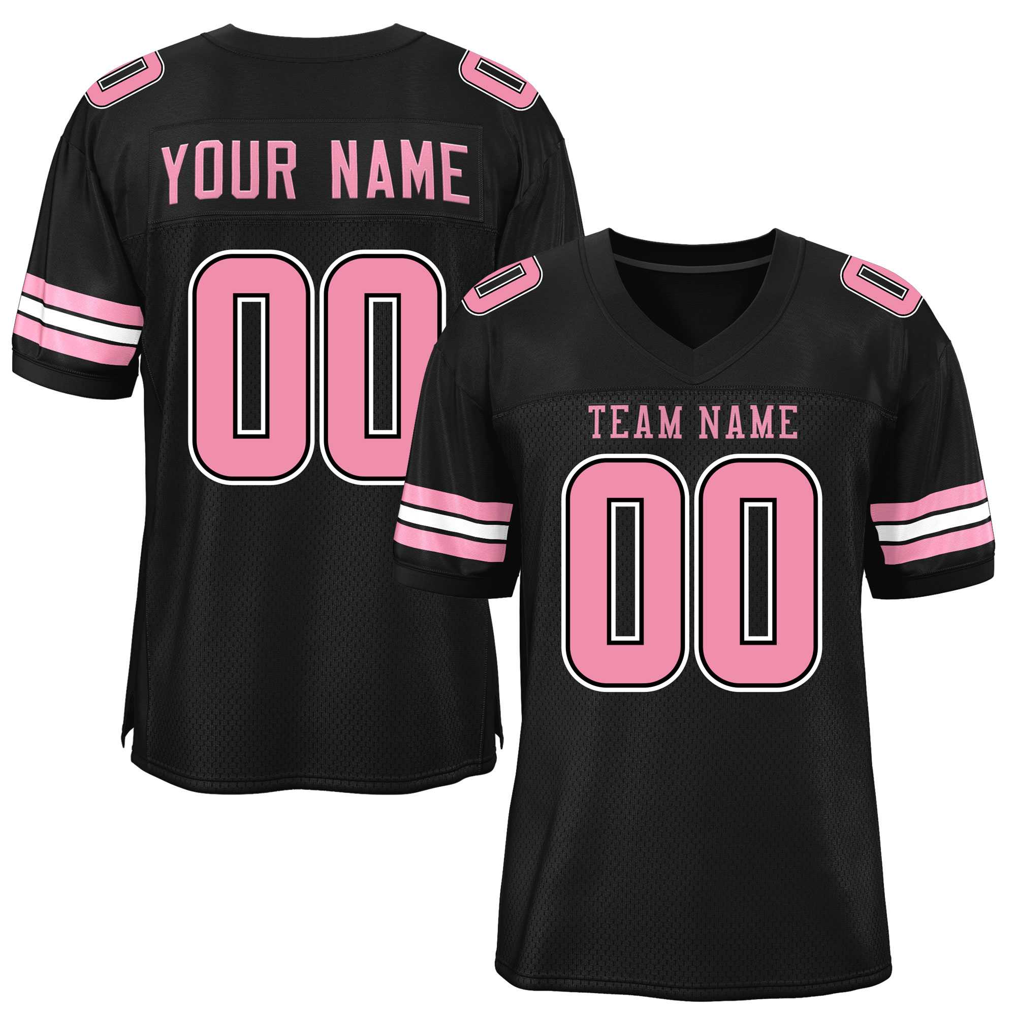 Custom Black Pink-White Classic Style Mesh Authentic Football Jersey