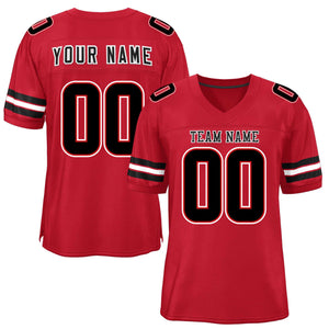 Custom Red Black-White Classic Style Mesh Authentic Football Jersey