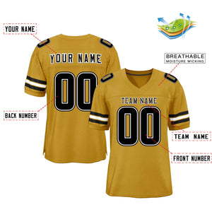 Custom Old Gold Black-White Classic Style Mesh Authentic Football Jersey