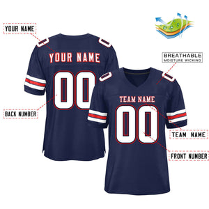 Custom Navy White-Red Classic Style Mesh Authentic Football Jersey