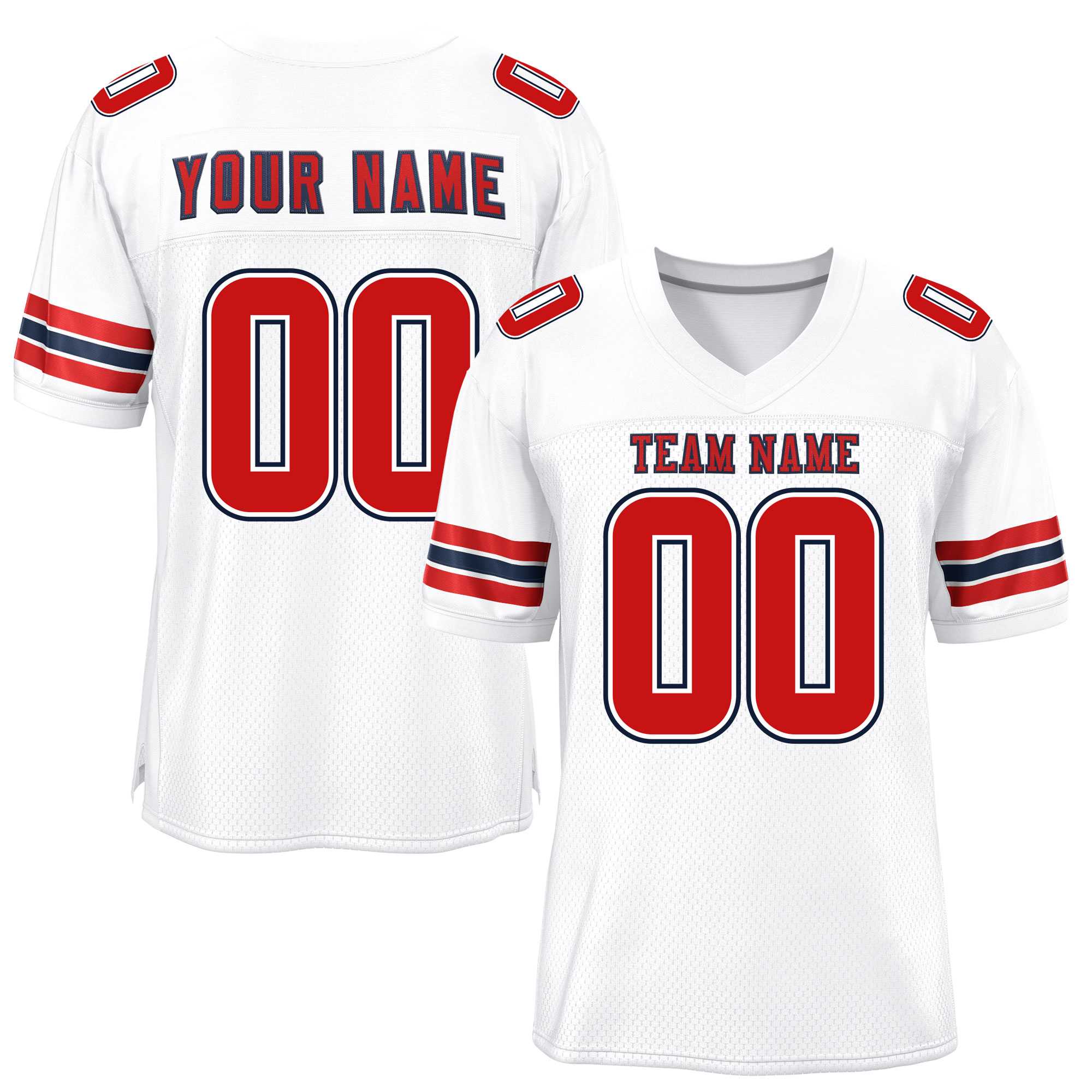 Custom White Red-Black Classic Style Mesh Authentic Football Jersey