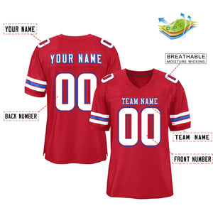 Custom Red White-Royal Classic Style Mesh Authentic Football Jersey