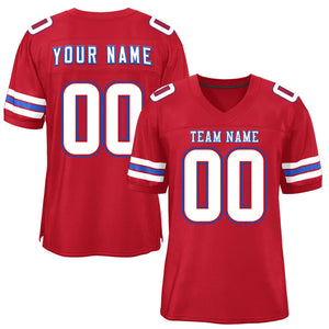 Custom Red White-Royal Classic Style Mesh Authentic Football Jersey