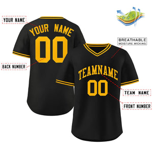 Maillot de baseball à pull authentique de style classique jaune noir personnalisé