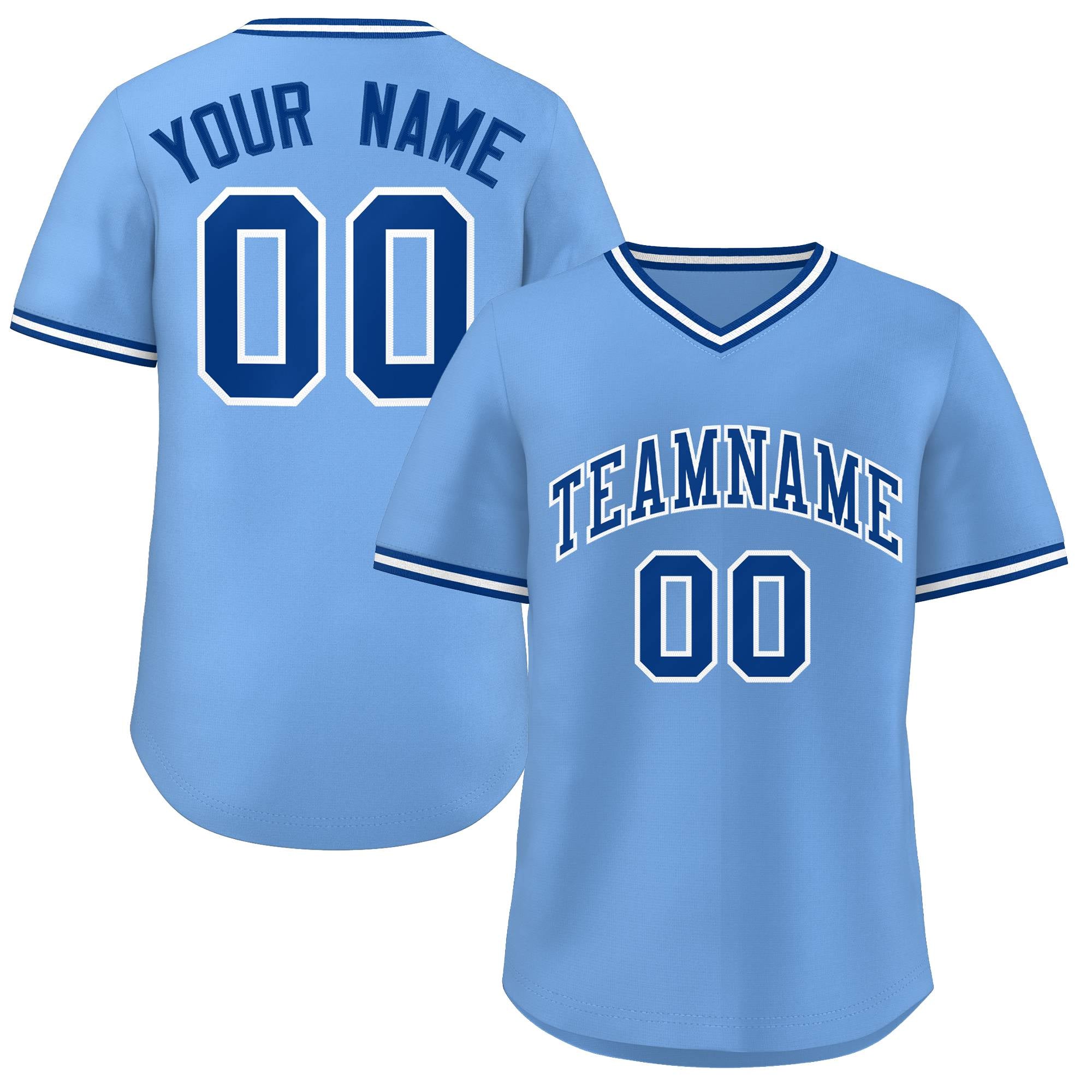 Maillot de baseball personnalisé, bleu clair, Royal-blanc, Style classique, pull authentique