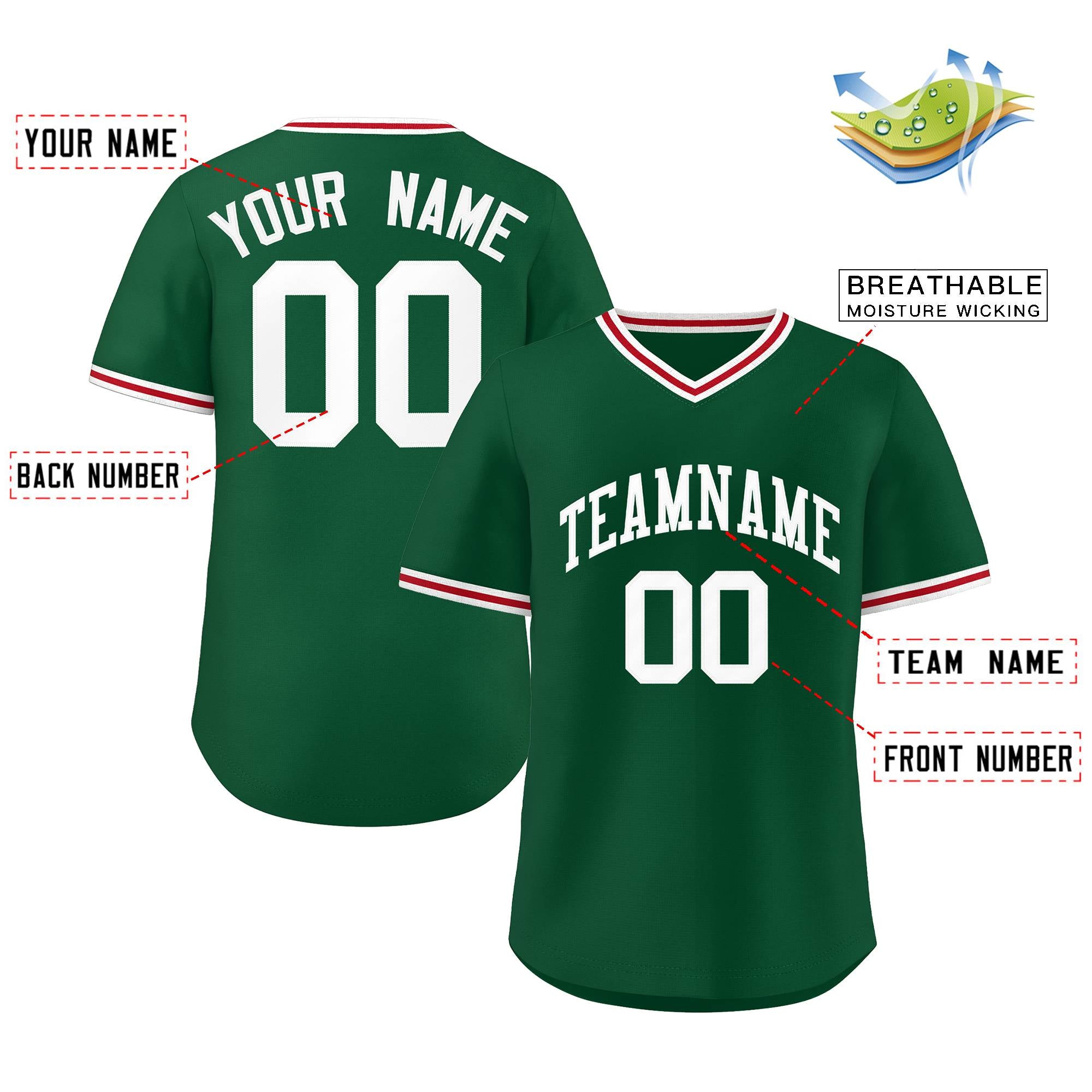 Custom Green Classic Style Authentic Pullover Baseball Jersey