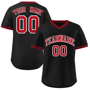 Maillot de baseball personnalisé, pull authentique, noir, rouge-noir, Style classique