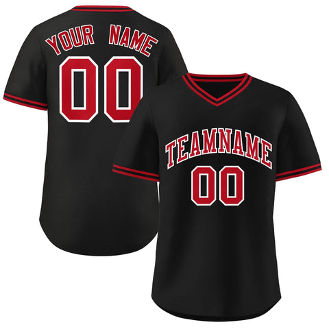 Custom Black Red-Black Classic Style Authentic Pullover Baseball Jersey