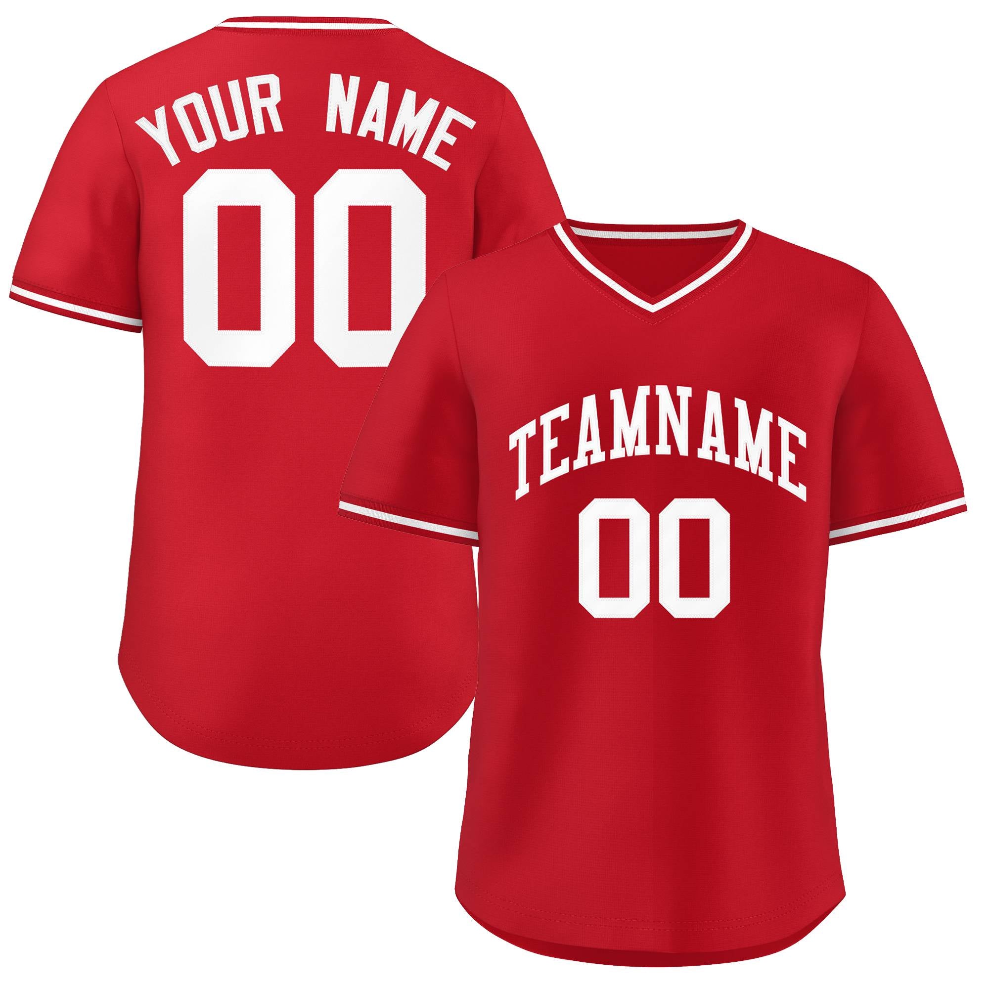 Custom Red Classic Style Authentic Pullover Baseball Jersey