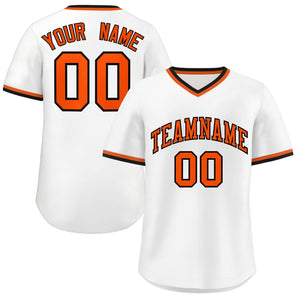 Custom White Orange Classic Style Authentic Pullover Baseball Jersey