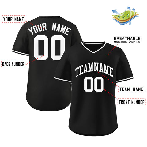 Custom Black White Classic Style Authentic Pullover Baseball Jersey