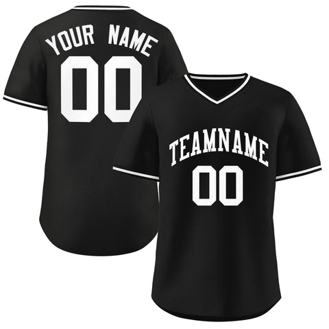 Custom Black White Classic Style Authentic Pullover Baseball Jersey