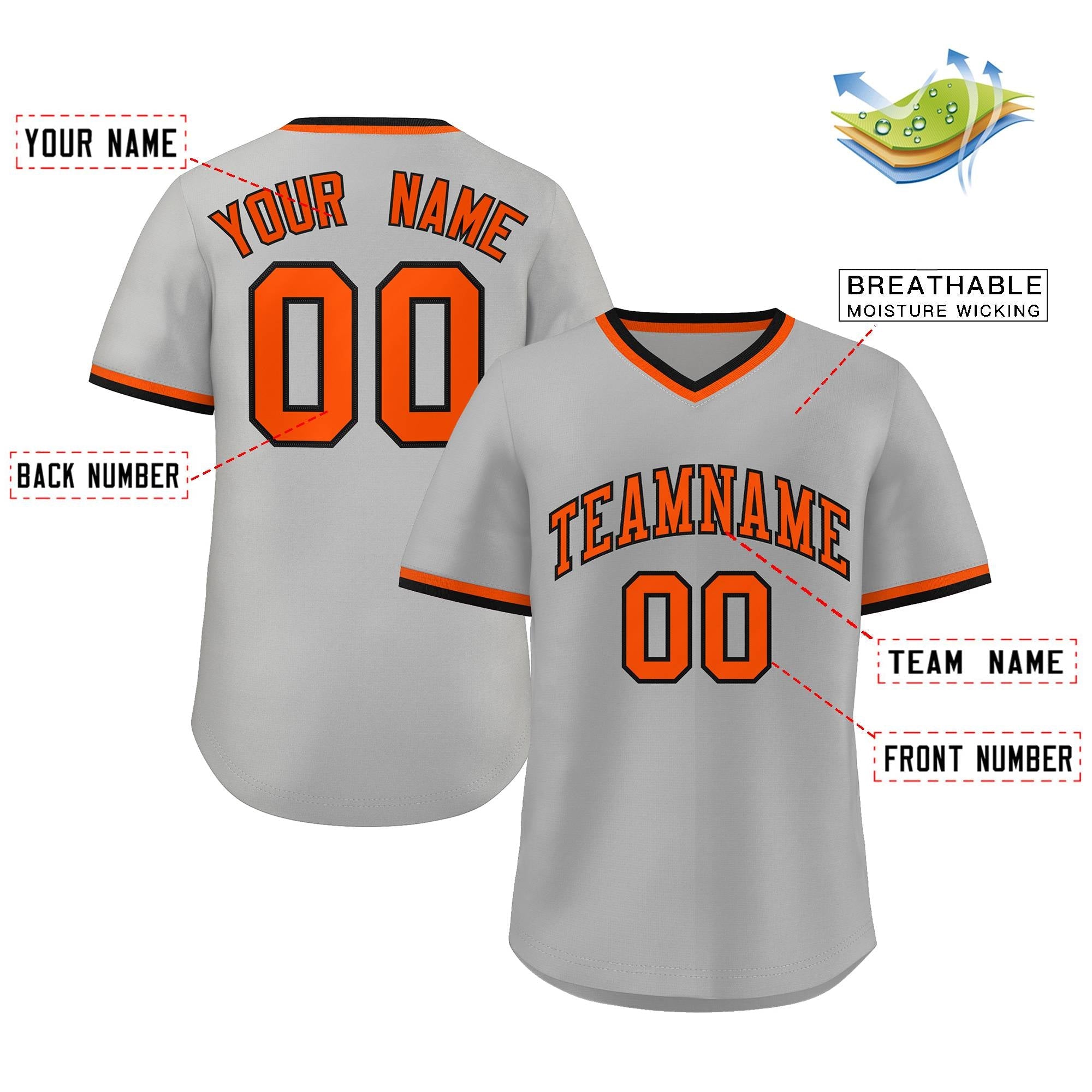 Maillot de baseball personnalisé, pull authentique, gris, noir, Orange, Style classique