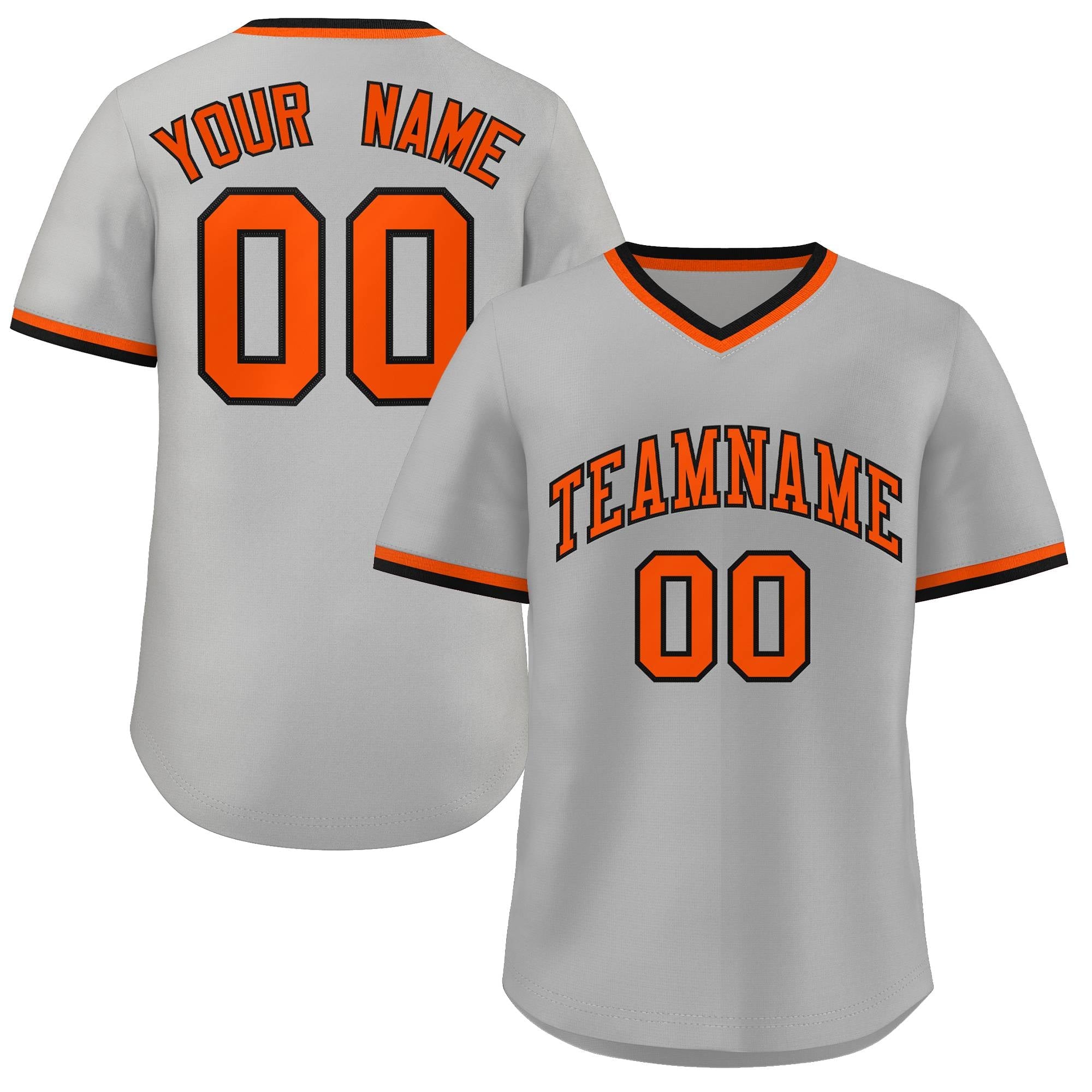 Custom Gray Black-Orange Classic Style Authentic Pullover Baseball Jersey