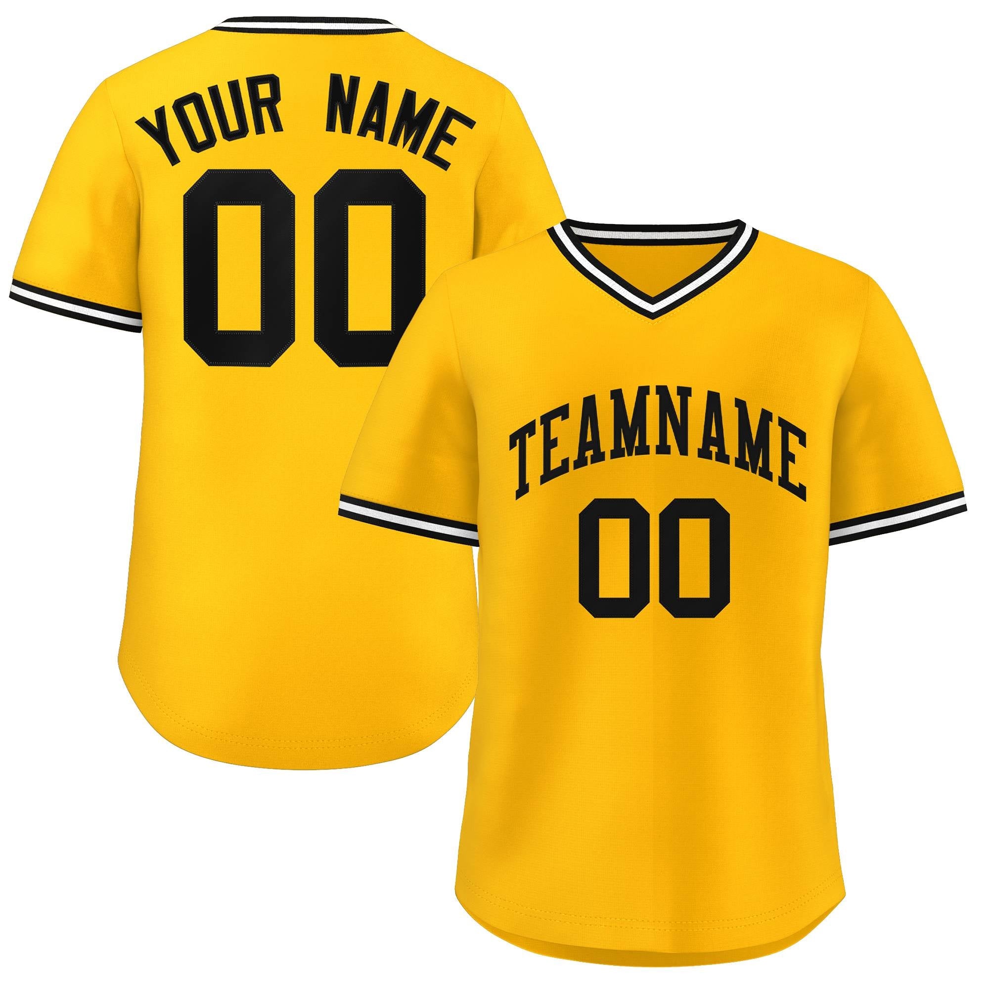 Custom Yellow White Classic Style Authentic Pullover Baseball Jersey