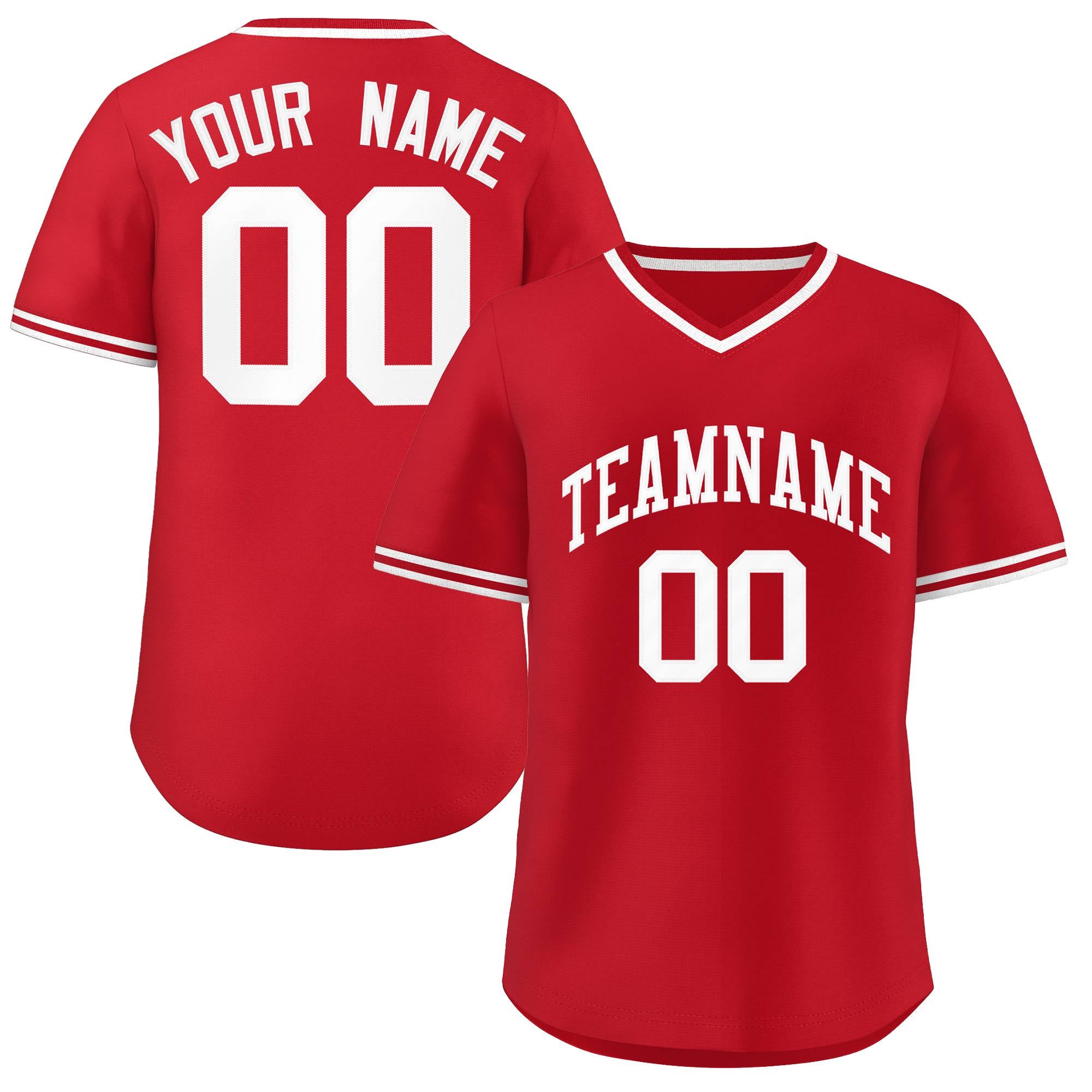 Custom White Red Classic Style Authentic Pullover Baseball Jersey