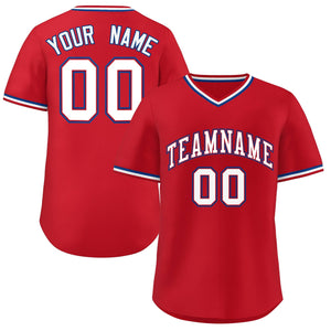 Custom Red White Classic Style Authentic Pullover Baseball Jersey