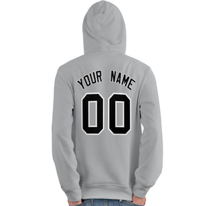 Custom Gray Black-White Classic Style Personalized Sport Pullover Hoodie