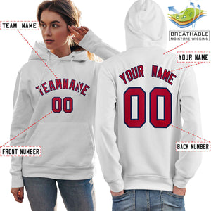 Custom White Red-Navy Classic Style Personalized Sport Pullover Hoodie