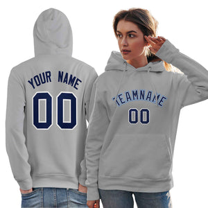 Custom Gray Light Blue-Navy Classic Style Personalized Sport Pullover Hoodie