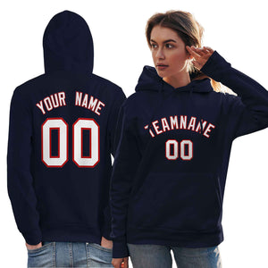 Custom Navy Red-White Classic Style Personalized Sport Pullover Hoodie