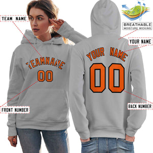 Custom Gray Orange-Black Classic Style Personalized Sport Pullover Hoodie