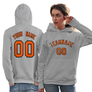 Custom Gray Orange-Black Classic Style Personalized Sport Pullover Hoodie