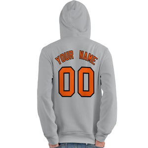 Custom Gray Orange-Black Classic Style Personalized Sport Pullover Hoodie