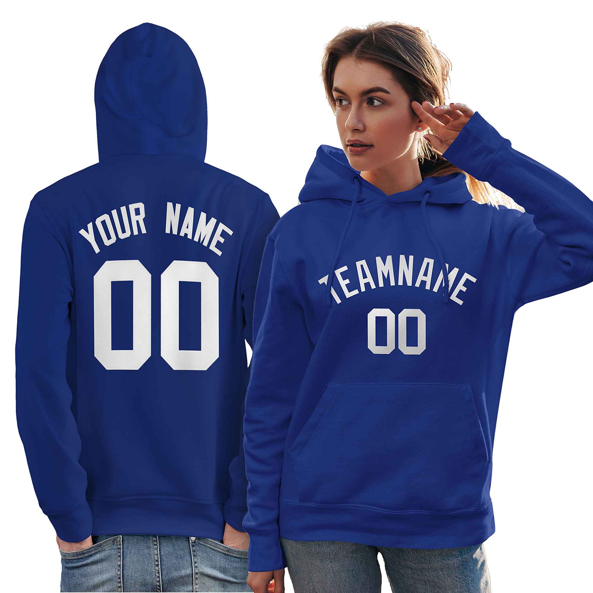 Custom Royal White Classic Style Personalized Sport Pullover Hoodie