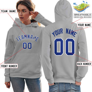 Custom Gray Royal-White Classic Style Personalized Sport Pullover Hoodie