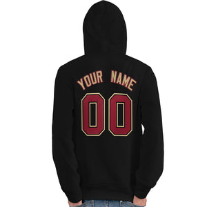 Custom Black Old Gold-Cardinal Classic Style Personalized Sport Pullover Hoodie