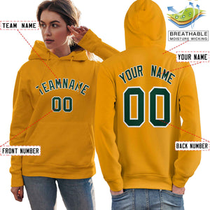 Custom Gold Kelly Green-White Classic Style Personalized Sport Pullover Hoodie