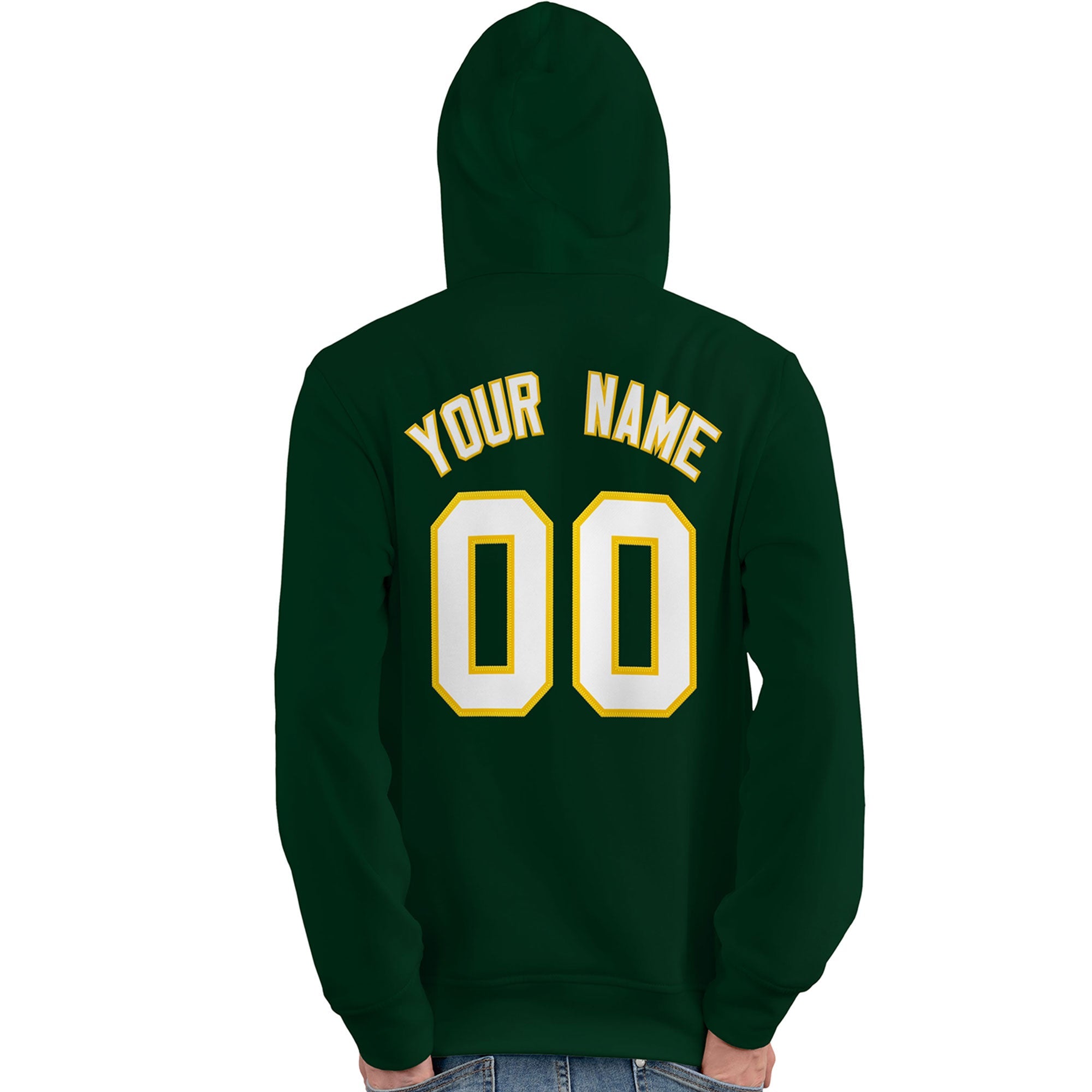 Custom Kelly Green White-Gold Classic Style Personalized Sport Pullover Hoodie