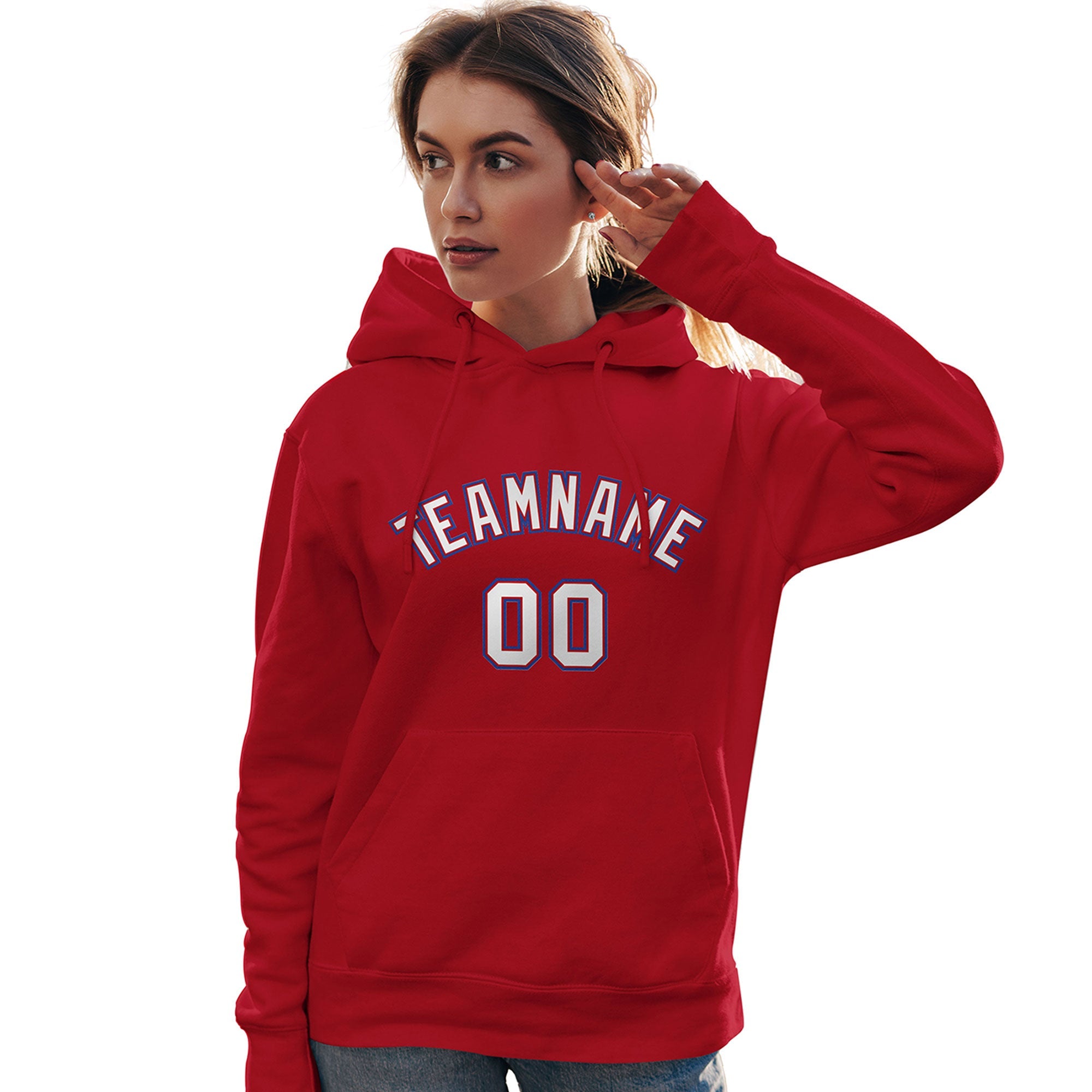 Custom Red White-Royal Classic Style Personalized Sport Pullover Hoodie