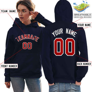 Custom Navy Red-White Classic Style Personalized Sport Pullover Hoodie