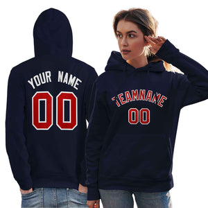 Custom Navy Red-White Classic Style Personalized Sport Pullover Hoodie