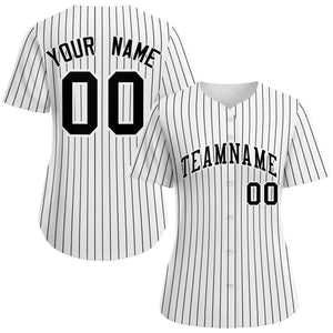 Maillot de baseball personnalisé à rayures noires et blanches pour femmes