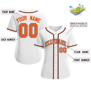 Maillot de baseball de style classique blanc orange-blanc personnalisé pour femmes