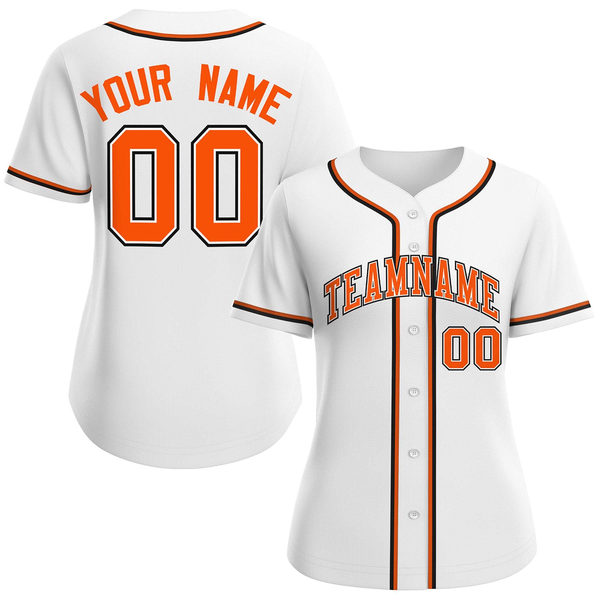 Maillot de baseball de style classique blanc orange-blanc personnalisé pour femmes