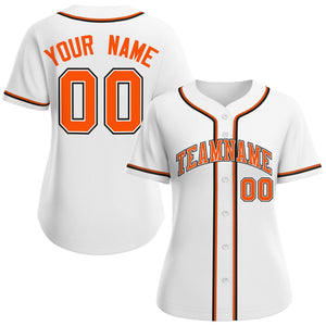 Maillot de baseball de style classique blanc orange-blanc personnalisé pour femmes