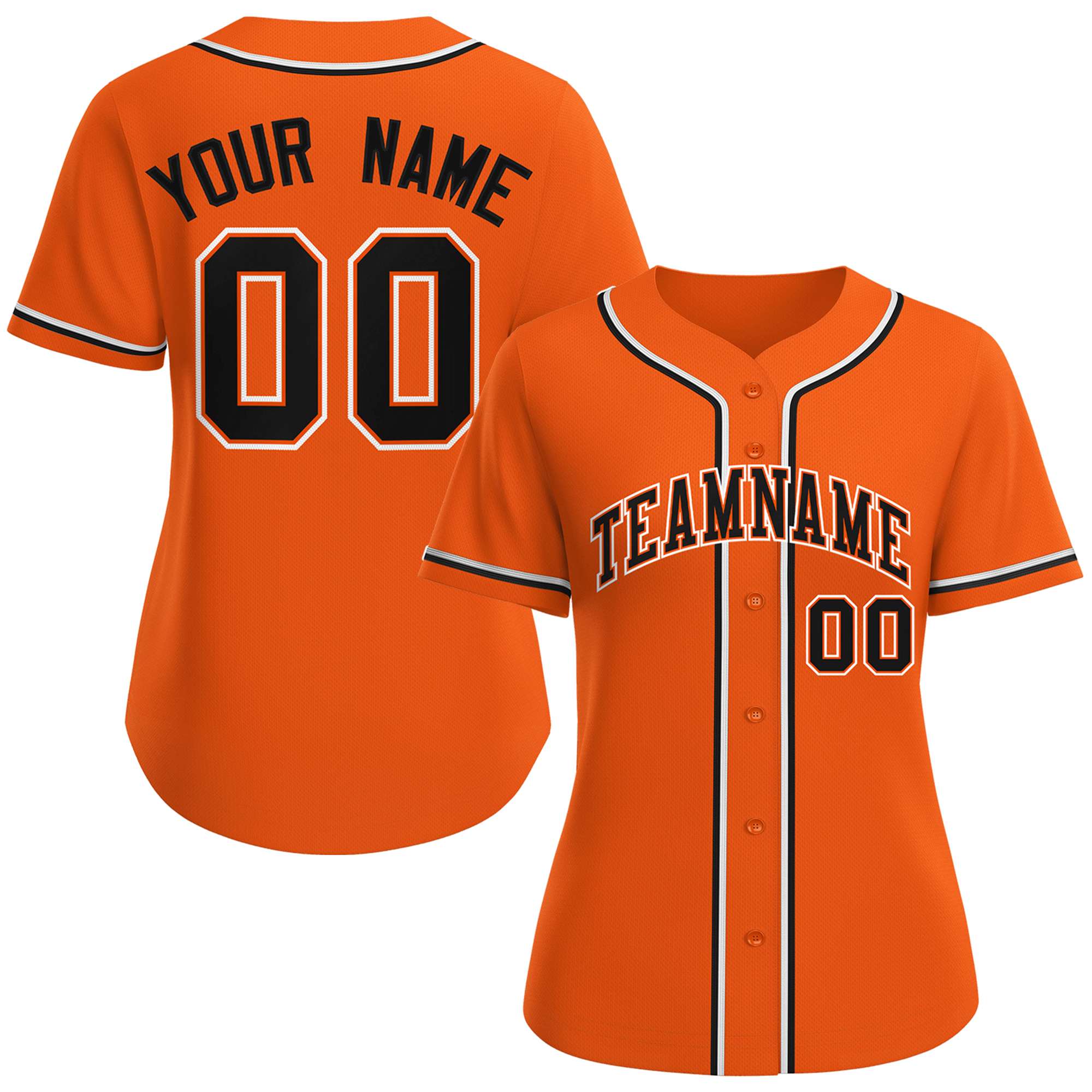 Maillot de baseball de style classique orange noir-orange personnalisé pour femmes