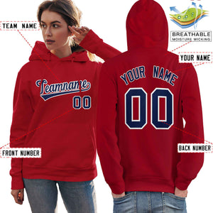 Custom Red Navy-White Classic Style Personalized Sport Pullover Hoodie