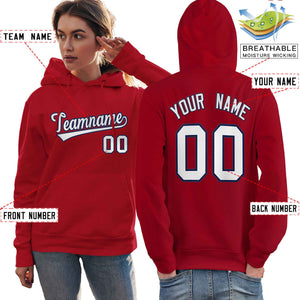 Custom Red Navy-White Classic Style Personalized Sport Pullover Hoodie