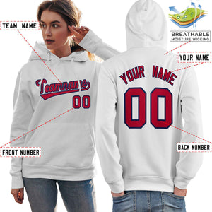 Custom White Red-Navy Classic Style Personalized Sport Pullover Hoodie