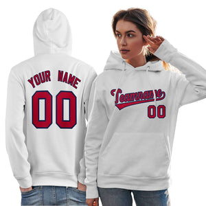 Custom White Red-Navy Classic Style Personalized Sport Pullover Hoodie